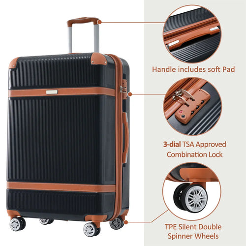 Hardshell Luggage Sets 3 Piece Double Spinner 8 Wheels Suitcase with TSA Lock Lightweight 20''24''28''