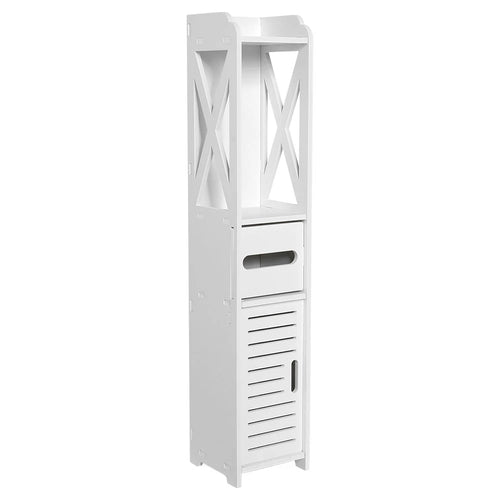 80x15.5x15CM Bathroom Toilet Furniture Cabinet White Wood Cupboard Shelf Tissue Storage Rack