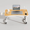 Portable Laptop Desk with USB Light, Small Fan, Cup Holder, Tablet Slot, and Lifting Handle - Foldable Laptop Table for Working,