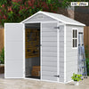 Victone 6' x 4' Plastic Outdoor Storage Shed with Floor, Resin Garden Tool shed with Windowsfor Garden, Backyard, Pool Tools