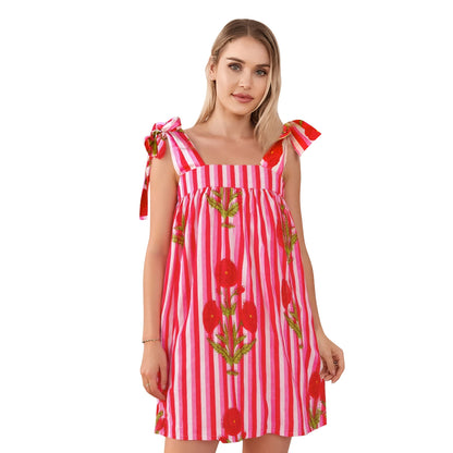 Women s Boho Floral Print Spaghetti Strap Maxi Dress with Ruffle Hem for Summer Vacation Beach Party Casual Wear