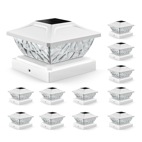 4/6/8/12 Pack 2 Mode Bright Solar Post Lights, Solar Powered Deck Lights for 4x4 4.5x4.5 5x5 Posts in Garden Decor, White