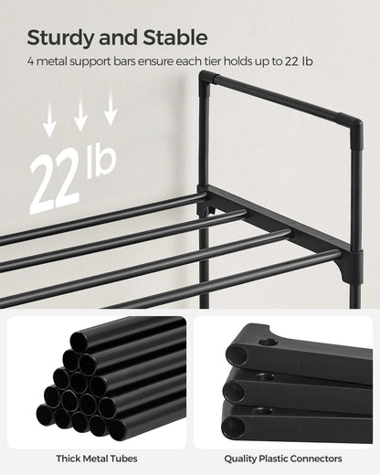 SONGMICS Shoe Rack, 3 Tier Shoe Organizer, Metal Shoe Storage Shelf for 15 Pairs of Shoes, Easy to Assemble, Entryway