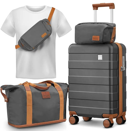 imiomo Travel Luggage Sets, Hard Shell Lightweight Carry on Suitcase with Travel Bag, TSA Lock, Durable Silent Spinner Wheels