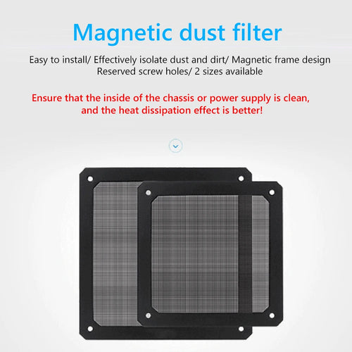 8-14cm Magnetic Frame Dust Filter Dustproof Mesh Cover Net Guard with Hole for PC Computer Case Cooling Fan Power Accessories