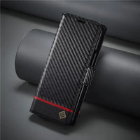 PU Carbon Fiber Leather Wallet Phone Case For Samsung Galaxy Z Fold 6 5 4 3 Magnetic Flip Book Holder Cover For Galaxy Z Fold6