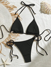 Enigmatic Black with Exquisite Lace, A Seductive Gem Among Bikinis, The Beach's Center of Attention.