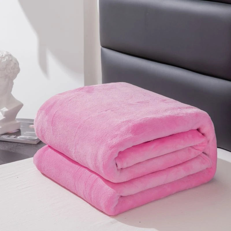 Flannel Nap Blankets Soft Plaid for Home Sofa 200x230 Plush Bedsheet Solid Color Summer Blanket Single Size