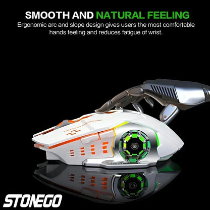 STONEGO 2.4G Wireless Bluetooth Mouse USB Computer Game Mouse with Receiver LED Colorful Changing Optical Silent Ergonomic