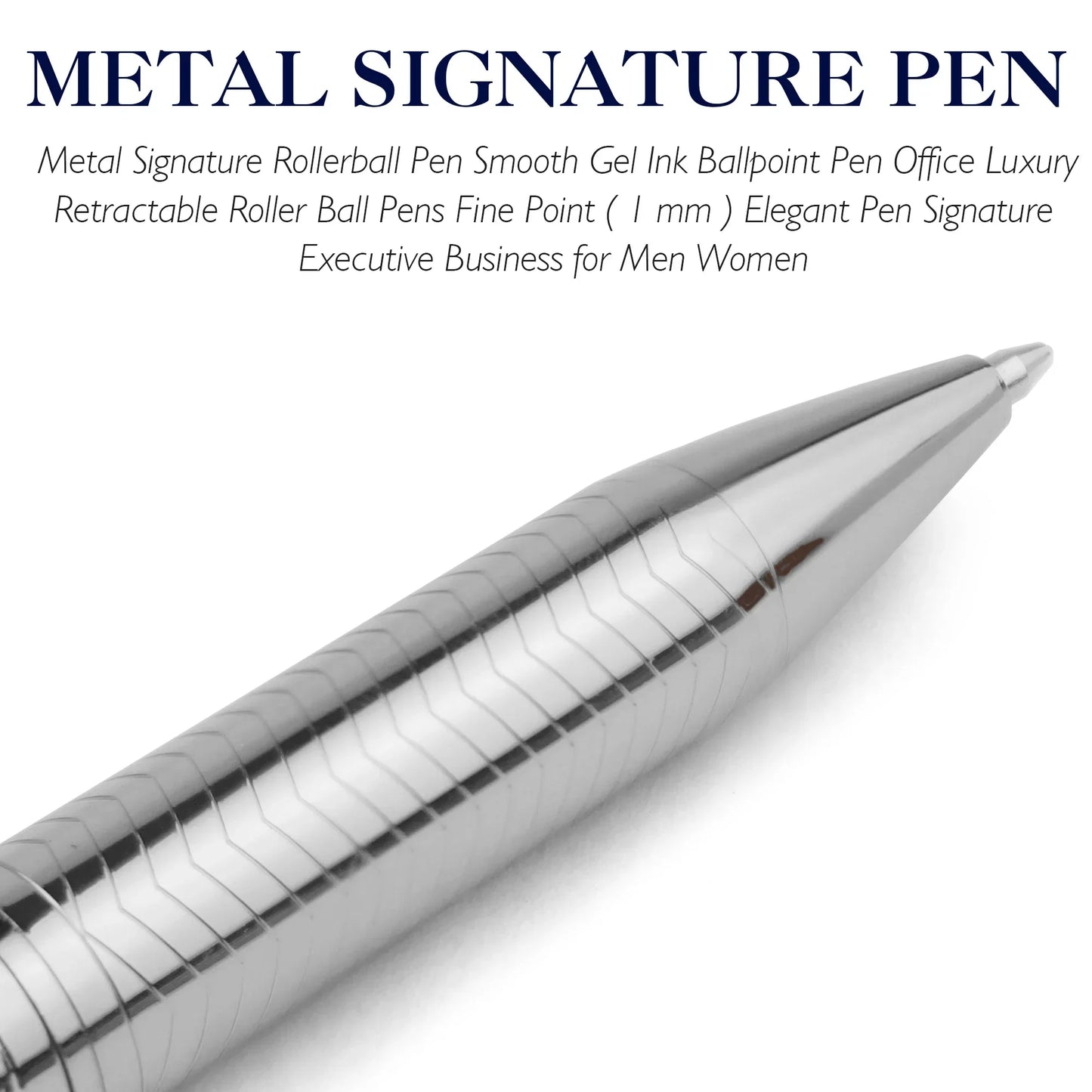 STONEGO Elegant Twist Rollerball Pens Refillable Metal Chrome Ballpoint Durable Signature Gift Pens for Office School