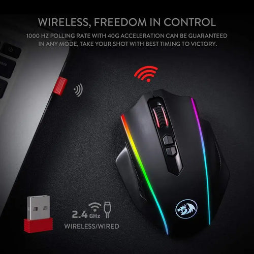 Redragon M686 Wireless Gaming Mouse, 16000 DPI Wired/Wireless Gamer Mouse with Professional Sensor, 45-Hour Durable Power Capaci