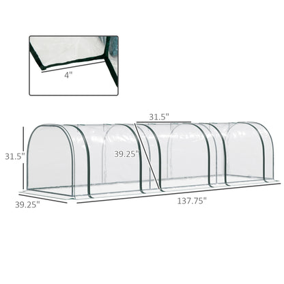 11.5' X 3' X 2.5' Tunnel Greenhouse Green Grow House W/ Roll up Doors, Clear