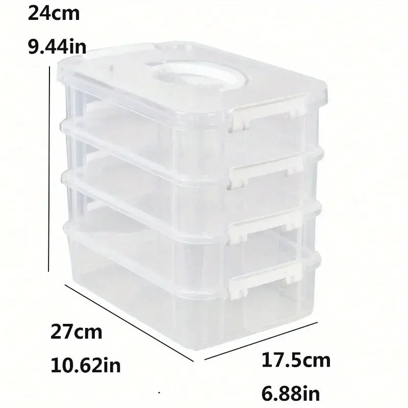 4 Layers Desk Storage Organizer Transparent Stackable Makeup Organizer Box School Office Plastic Jewelry Kids Toys Container Box