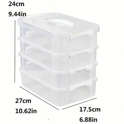 4 Layers Desk Storage Organizer Transparent Stackable Makeup Organizer Box School Office Plastic Jewelry Kids Toys Container Box
