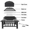 32" Metal Firepit Patio Backyard Garden Square Stove Cover Fire Pit Heat Brazier