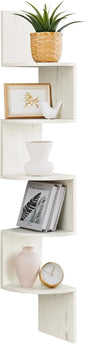 Corner Shelf Wall Mount, 5-Tier Floating Corner Bookshelf, Plant Shelf for Bedroom, Living Room, Bathroom, Home Office