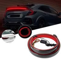Universal Trunk Spoiler Wing Kit with Light, Carbon Fiber Accessories for Cars Driving Brake Turn Signal Running Trim Lamp 51in