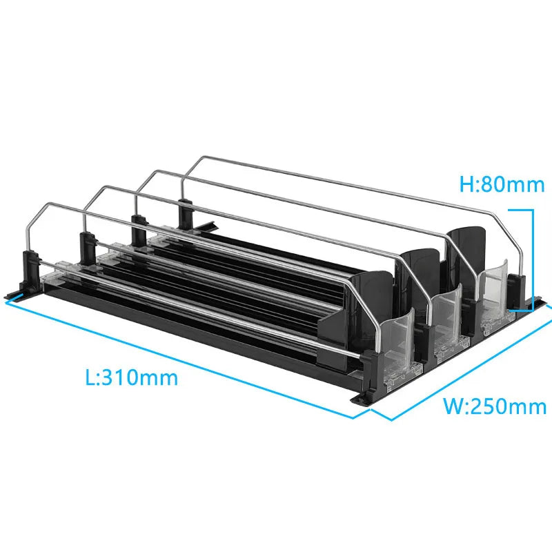 Canned Beverage Push Rack Drink Organizer Dispenser Spring Push Adjustable Storage Shelf E-shaped Glide Kitchen Fridge