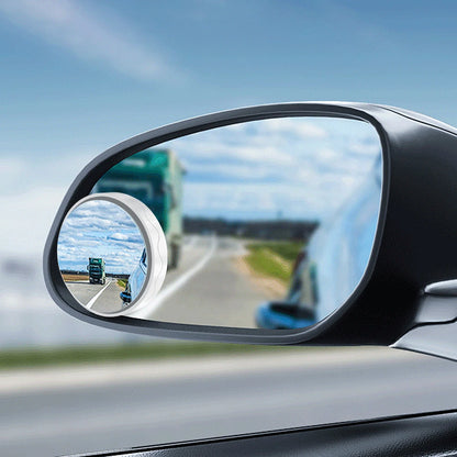 2PCS Car Blind Spot Rear View Mirror Round Frame Wide Angle Mirrors 360° Rotation Reverse Auxiliary Rearview Convex Mirror