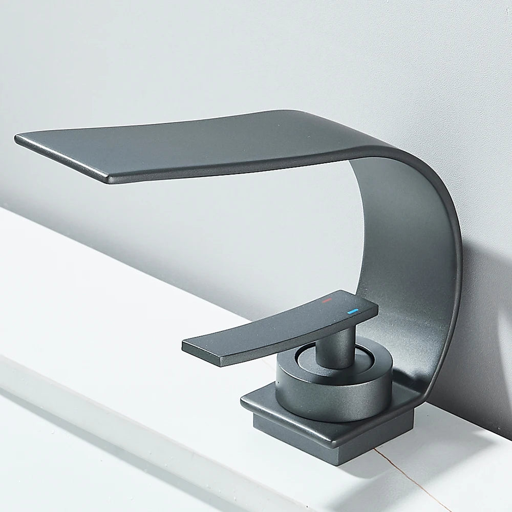 Waterfall Bathroom Sink Faucet Single Handle Basin Faucet Hot Cold Water Mixer Tap For Bathroom Sink