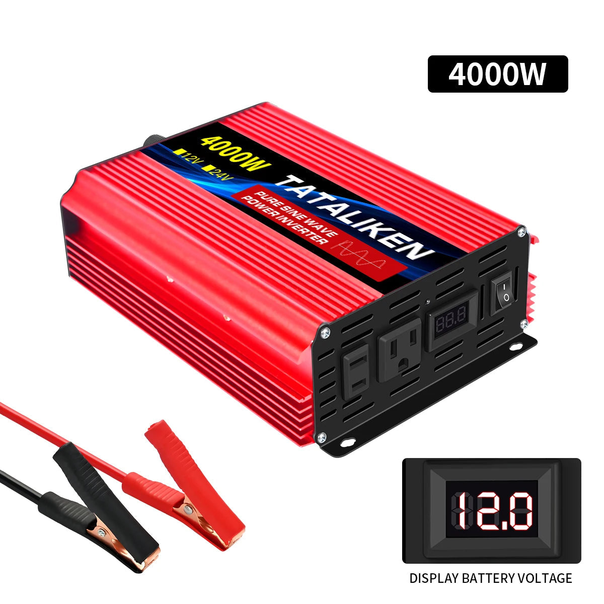 US Socket 12V To AC 110V 60HZ Pure Sine Wave Inverter Car Power 1600W/2200W/3000W Voltage Portable Converter with LED EzBuyCo