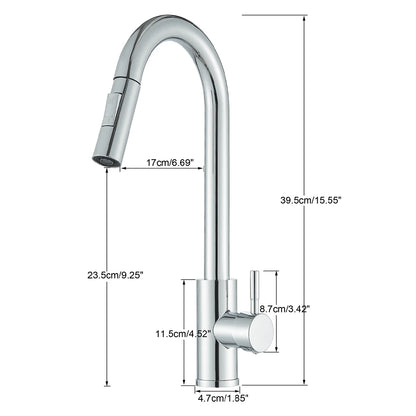 Polished Gold Kitchen Sink Faucet Pull Out Spout  Cold Hot Water Mixer Taps Deck Mounted