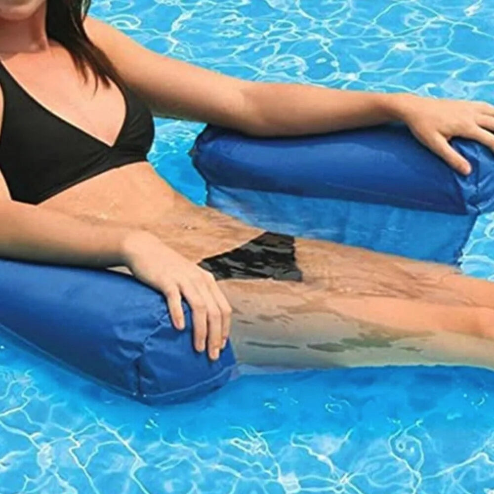 Inflatable Foldable Floating Bed Float Chair Beach Swimming Pool Raft Toy Cool Blue