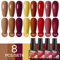 6/8Pcs Spring Pink Color Gel Nail Polish Set Semi Permanent Varnishes Nail Art Design Hybrid Soak Off UV LED Gel Manicure Kit