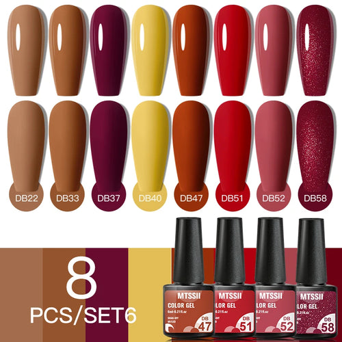 6/8Pcs Spring Pink Color Gel Nail Polish Set Semi Permanent Varnishes Nail Art Design Hybrid Soak Off UV LED Gel Manicure Kit