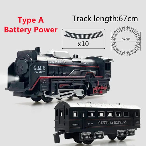 Classical Railway Freight Train Toy Electric Christmas Train Track Set with Light Tracks Model Toys for Kids Gift Children EzBuyCo