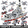Navy War Chariot Ship Army Boat Plane Model Warships Building Blocks Compatible With Lego Construction Set for Boys Bricks Toys