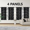 4Pcs Blackout Curtains Grommet Thermal Insulated Room Darkening  With Wave Foil Printed For Bedroom