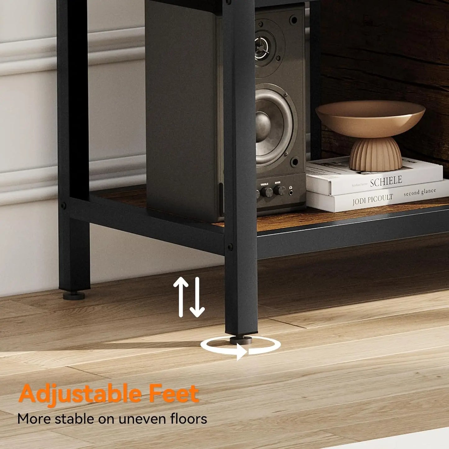 TV Stand for TV up to 75 Inches, Large TV Console Table with 2 Closed Storage Spaces and Open Compartments Entertainment Center
