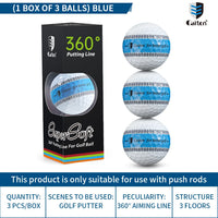 Caiton 6/3pcs golf ball, three-layer PU putter ball, 360° aiming line putter ball, making your putt more accurate and stable