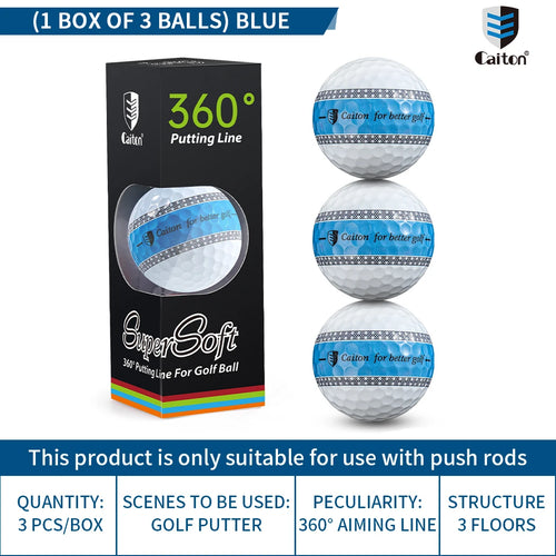 Caiton 6/3pcs golf ball, three-layer PU putter ball, 360° aiming line putter ball, making your putt more accurate and stable