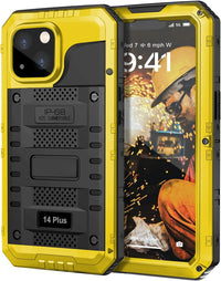 For iPhone 15 14 13 12 11 Pro Max XS XR 8 7 Plus SE3 IP68 Waterproof Rugged Metal Armor Case Shockproof Cover Screen Protector