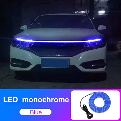 2M 12V Car Hood Daytime Running Light Strip Waterproof Flexible LED Auto Decorative Atmosphere Lamp Ambient Backlight Universal