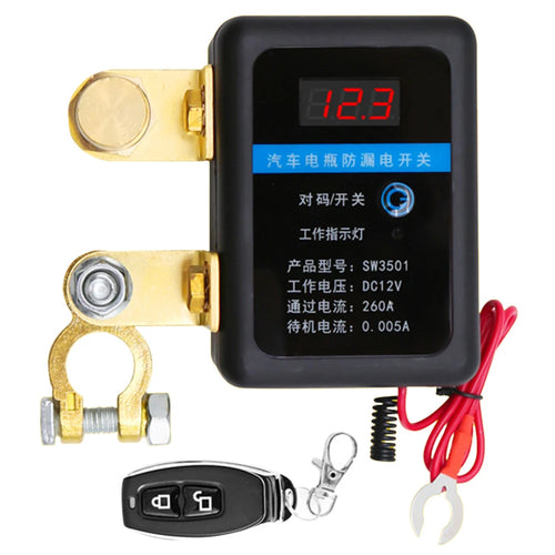 DC 12V Automatic Power Shut Off Switch Remote Battery Disconnect Switch 260A Leakage Protection Device for Auto Truck Trailer RV