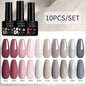 LILYCUTE 10PCS/Set Набір гель-лаків для нігтів Рожевий фіолетовий гель для нігтів Напівперманентний УФ світлодіодний лак Nail Art Design Soak Off Набір гелів для нігтів
