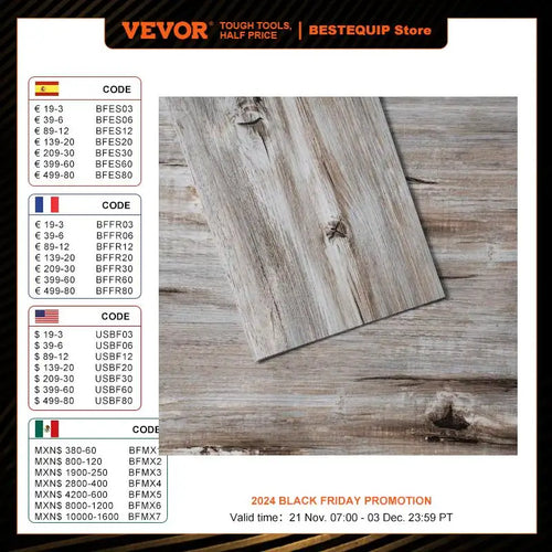 VEVOR Self Adhesive Vinyl Floor Tiles 20/36pcs Vintage Wood Grain DIY Flooring for KitchenDining Room Bedrooms 0.65/2.5mm