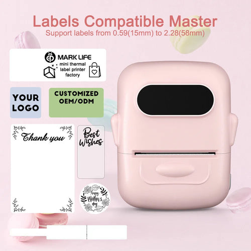 Marklife P50 Label Maker Mini Portable Thermal Printer Self-adhesive Label Printer Similar as E210 M110 Print Label Sticker