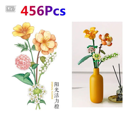 LOZ Flower Bouquet Building Blocks Kit DIY Flowers Block Toys Set Valentine's Day Rose Bricks Set Gift for Girls Friends adults
