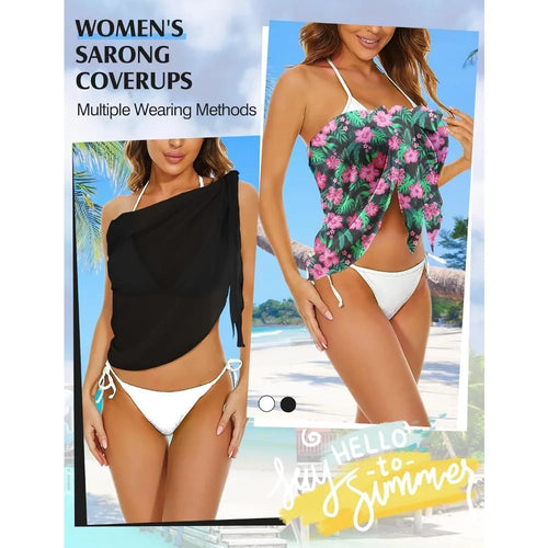 Sarong Wraps for Women, Beach Cover Ups for Women, Chiffon Sarong Swimsuit Coverup for Pool, Summer Wear