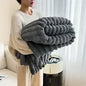 Simplicity Solid Color Thick Wide Strip Multifunctional Blanket Autumn Winter Flannel Bedroom Warm blanket Leisure Time Blanket