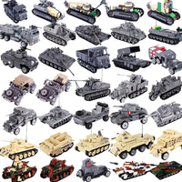 WWII Military US German Armored Vehicle MOC Building Blocks Soldiers Figure Tank Gun Carriage Medical Truck Transport Toys K033