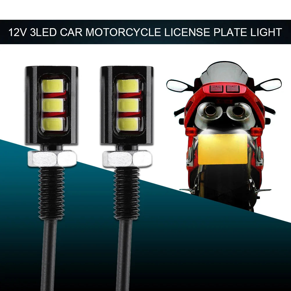 1 Pair License Number Plate Screw Bolt Light Energy Saving LED License Number Plate Light for 12V Car Motorcycle