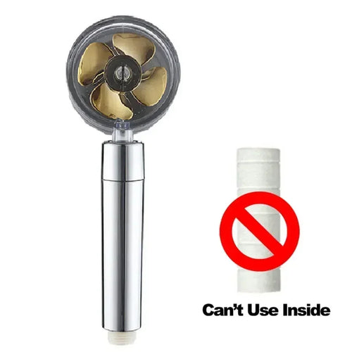 Turbo Propeller Water Saving Shower Head and Holder High Preassure Showerhead Rainfall with Fan Bathroom Accessories