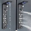 LED Shower Panel Tower System Rain Waterfall Shower Column Hydroelectricity LCD Display With Massage Body Spa Bath Shower Faucet