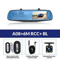 E-ACE Dash Cam 4.3 Inches Car DVR Rearview Mirror Driving Recorder Dual Lens Front and Rear Camera Video Recorder Black Box