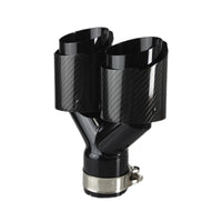 1 Pcs Universal Car Carbon Fibre Tail Throat Silencer Length Black Y-Shaped Double Out Twill Glossy Exhaust Muffler Tip